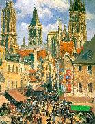 Camille Pissaro The Old Market Town at Rouen oil painting on canvas